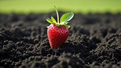  Freshly sprouted strawberry in soil