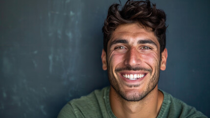 Obraz premium Happy Smiling Man, Joyful Blogger