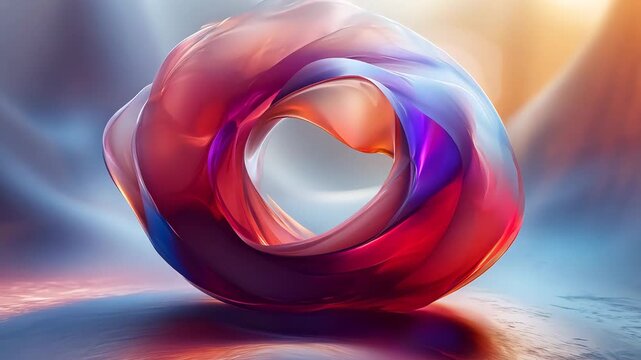 Colorful torus rotating against blurred background