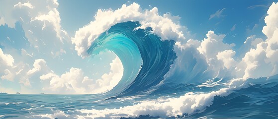 Giant Wave Crashing on the Sea