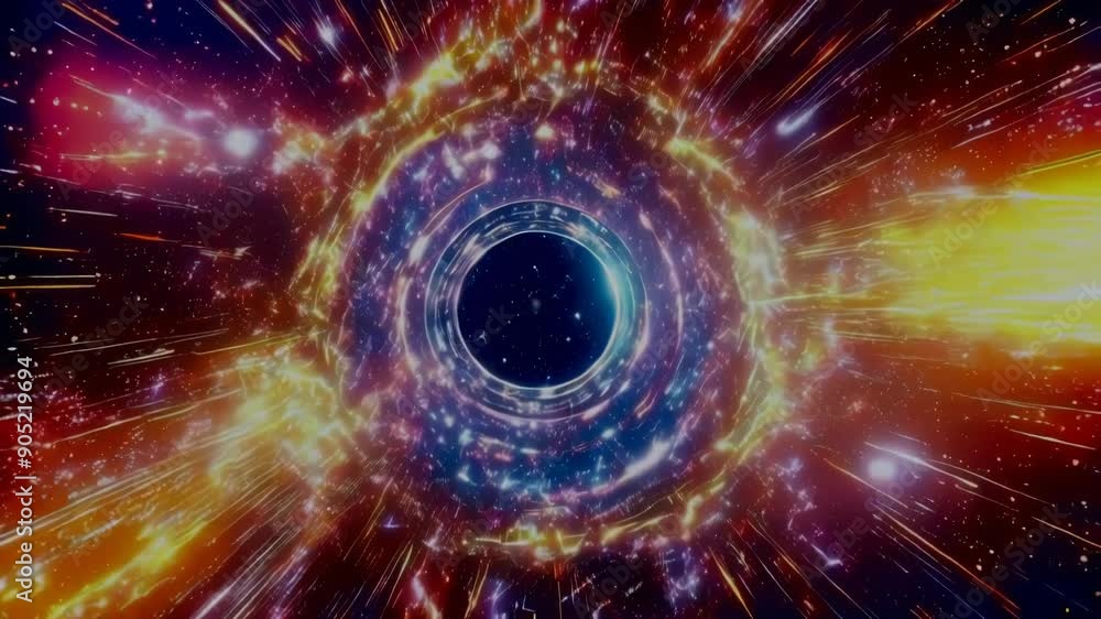 Poster hyperspace jump through the stars to a distant star field. traveling through star fields in at light