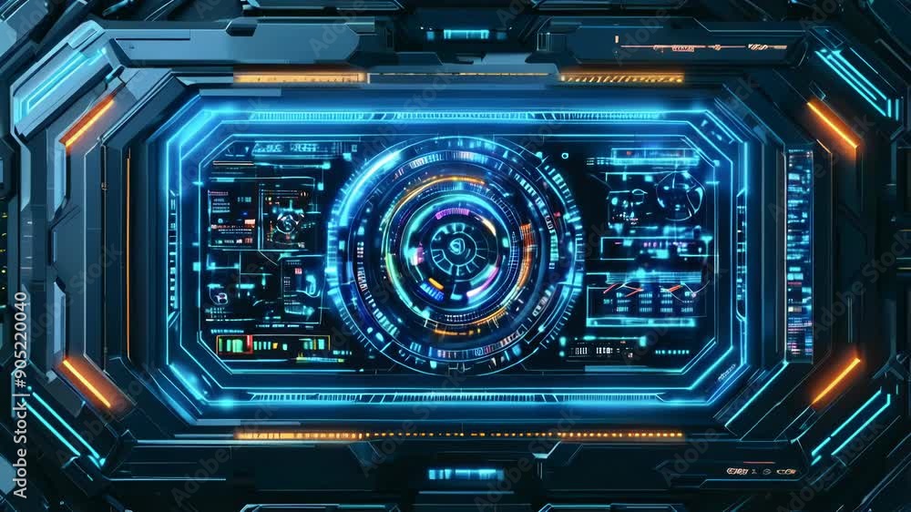 Poster frame interface concept design. hud concept design of frame with brackets, equalizers, data, futuris