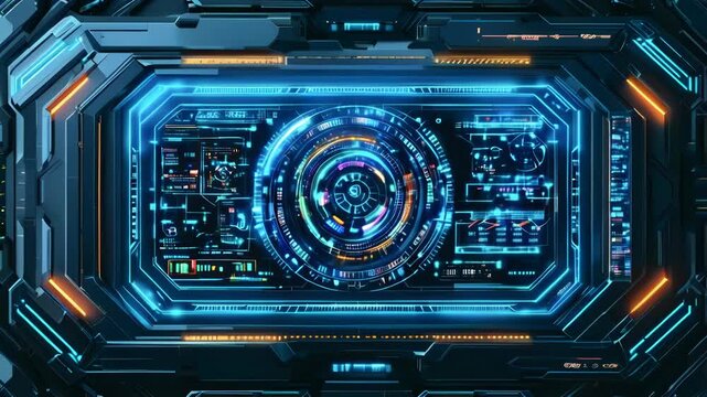 Frame Interface Concept Design. HUD concept design of frame with brackets, equalizers, data, futuristic elements. Overlay template futuristic frame. Illustration.
