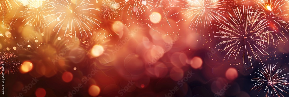 Poster firework display on a panoramic background
