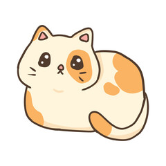 hand drawn cute kawaii cat illustration
