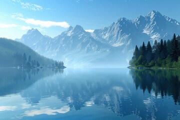 Tranquil Mountain Lake with Clear Reflections