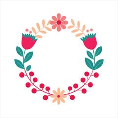 Round Floral Greeting Card Vector – Elegant Botanical Design.