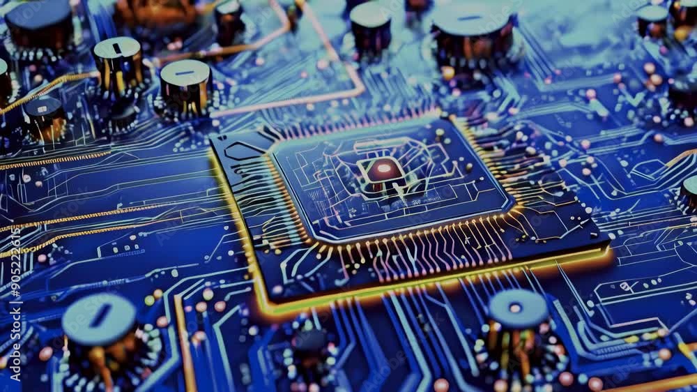 Poster ai analyzes technology digital data network abstract background. ai analyzes on circuit board. futur