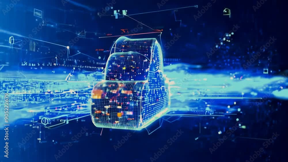 Poster concept of big data and cloud computing. technology connectivity of digital data and futuristic info