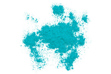Light blue powder isolated on transparent background.