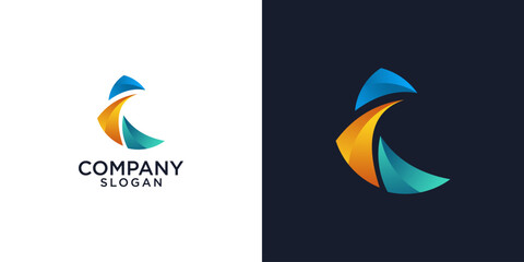 initial letter c abstract colorful logo design vector