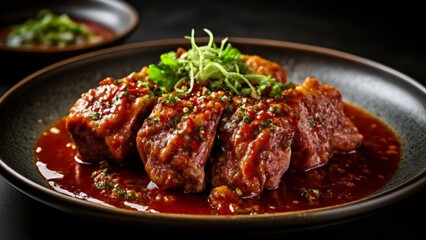 Fototapeta premium Deliciously grilled meat ready to be savored