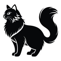 logo of persiana cat face, side view, silhouette, black and white, white background