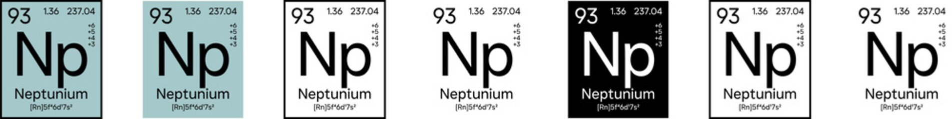 Neptunium Element Symbol with Additional Info | Part of the Periodic Table of Elements Kit | High-Res, 7 Design Styles, Isolated on Transparent Background