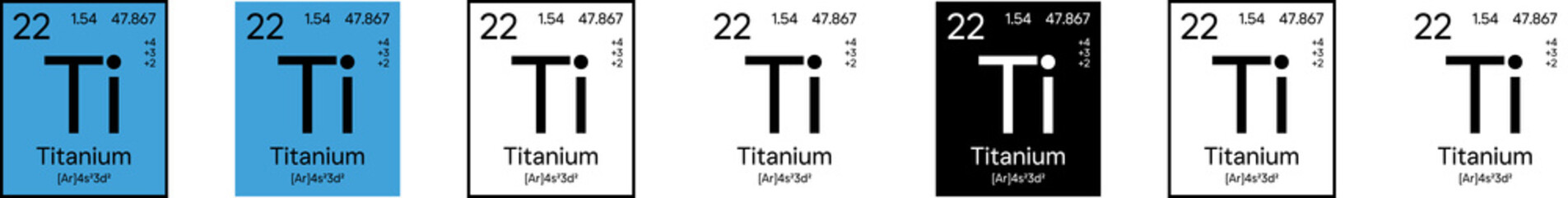 Titanium Element Symbol with Additional Info | Part of the Periodic Table of Elements Kit | High-Res, 7 Design Styles, Isolated on Transparent Background