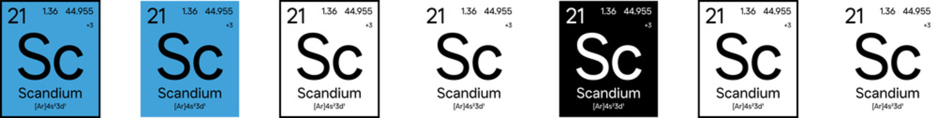 Fototapeta premium Scandium Element Symbol with Additional Info | Part of the Periodic Table of Elements Kit | High-Res, 7 Design Styles, Isolated on Transparent Background