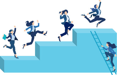 階段をのぼるビジネスウーマンのイラスト