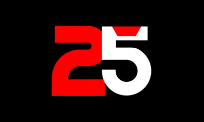 Red White Number Geometric Simple Fresh