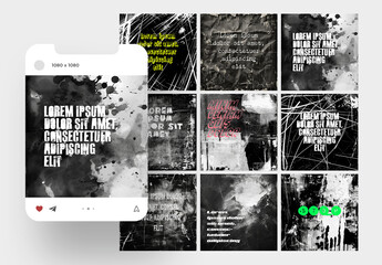 Social Media Layouts With Grunge Backgrounds, Generative ai