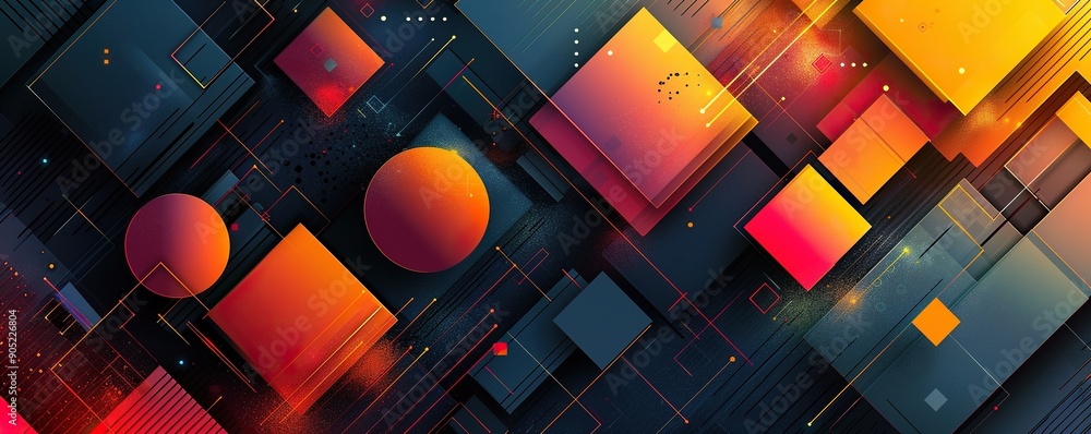 Aufkleber abstract geometric pattern with orange and red shapes