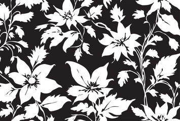 art vintage monochrome watercolor and graphic floral pattern with leaves on light background; Seamless Pattern; Illustration