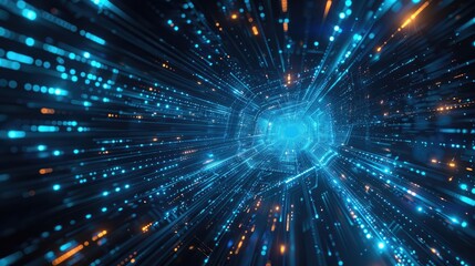 Fototapeta premium Digital Tunnel of Light and Data