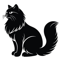 logo of persiana cat face, side view, silhouette, black and white, white background