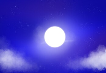 Obraz premium blue sky with clouds and moon background 