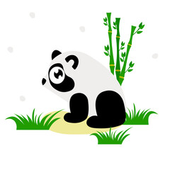 Naklejka premium A picture with cartoon panda and bamboo, vector illustration