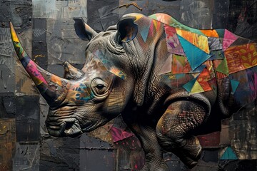 Obraz premium Abstract illustration of a rhinoceros on a dark background