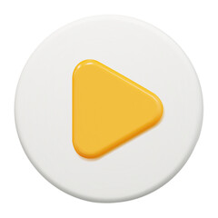 3d yellow play button icon. Symbol to watch tv, video, movie,live stream. Stock vector illustration on isolated background.	