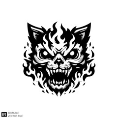 Obraz premium cat skull head vector