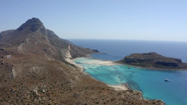 Flight over Gramvousa Peninsula with Balos beach and bay, Crete