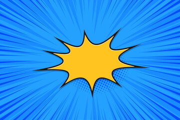 Blue Comic Cartoon Pop Art Background.