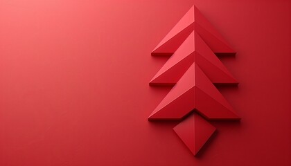 Fototapeta premium Abstract Red Christmas Tree on Red Background