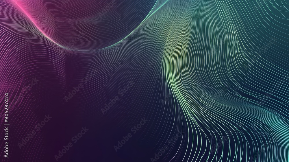 Aufkleber this abstract image features a blend of soft pink and green lines, creating a dynamic wave pattern a