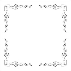 Elegant black and white elegant ornamental frame, decorative border, corners for greeting cards, banners, business cards, invitations, menus. Isolated vector illustration.	