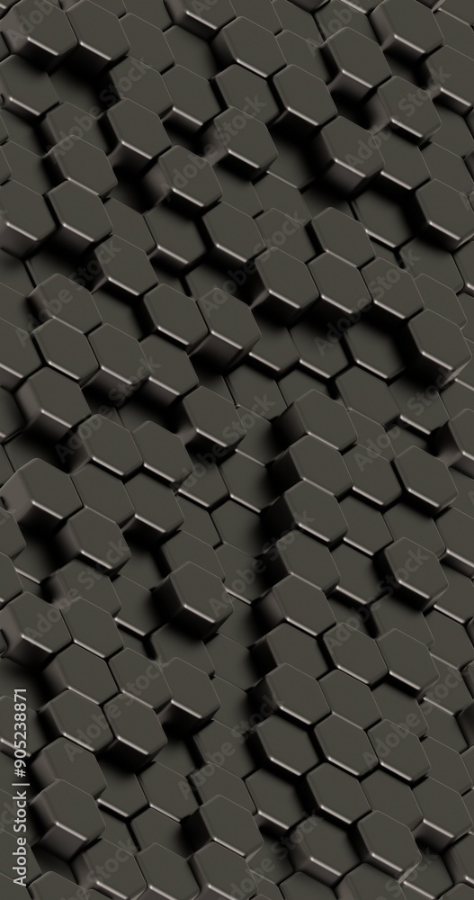Aufkleber Colorful Illuminated Hexagonal Pattern on a Dark Background..