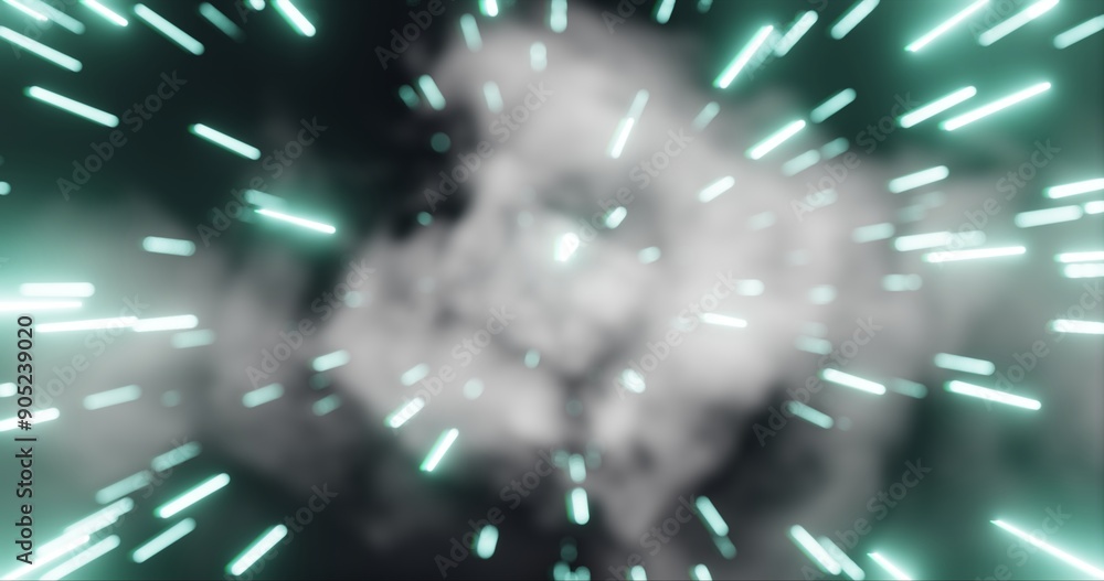Aufkleber Futuristic Neon Triangular Tunnel with Speeding Light Streaks..