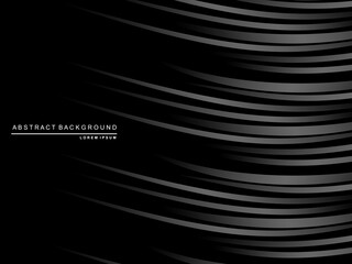 Abstract futuristic dark black background with wave design. Realistic 3d wallpaper with luxurious flowing lines. Perfect background for posters, websites, brochures, banners, applications, etc.