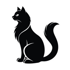 logo of persiana cat face, side view, silhouette, black and white, white background
