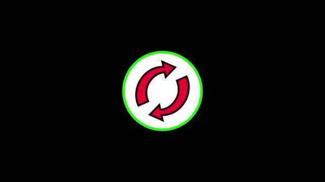 red refresh icon animation with black background