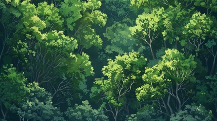 background scenery in a lush forest with seamless pattern style