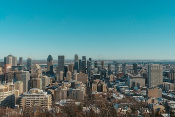 Majestic Cityscape: A Panoramic View of Montreal from Mount Royal