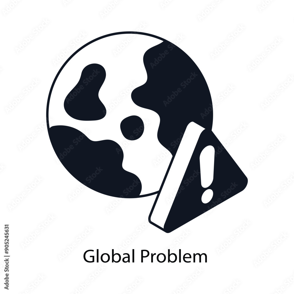 Poster global problem isometric outline style icon. symbol on white background eps 10 file