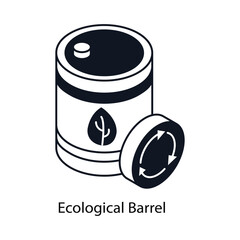 Ecological Barrel Isometric outline style icon. Symbol on White background EPS 10 File 