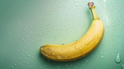 Fresh banana fruit with water droplets closeup view