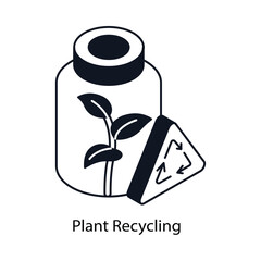 Plant Recycling  Isometric outline style icon. Symbol on White background EPS 10 File 