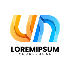 initial letter  u n colorful logo design