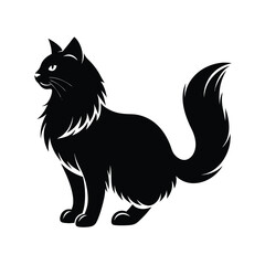 logo of persiana cat face, side view, silhouette, black and white, white background